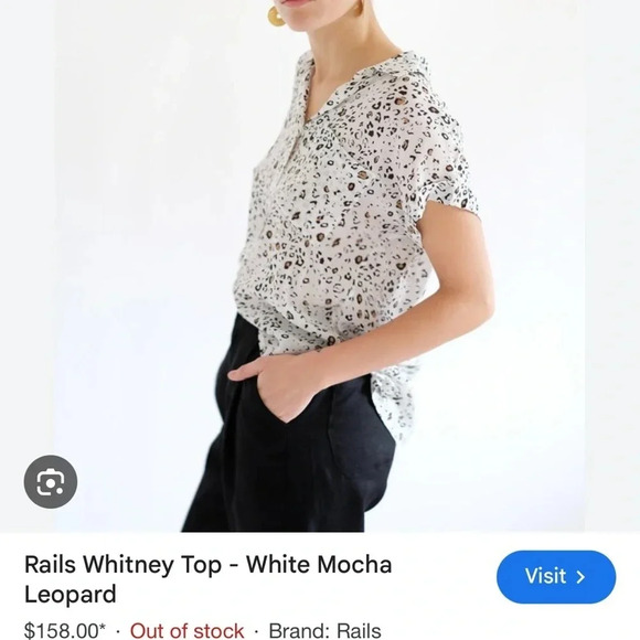 Rails Whitney white/brown leopard print short sleeve button down shirt top L - Picture 2 of 9